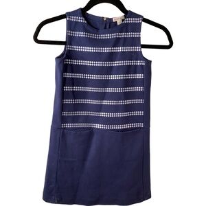 Crewcuts Sleeveless Sheath Dress. Size 7. Adorable Silver Dot Print. Navy.